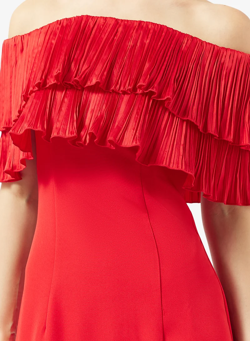 Namshi x  Off Shoulder Dress With Statement Ruffles for Women | Best Price UAE